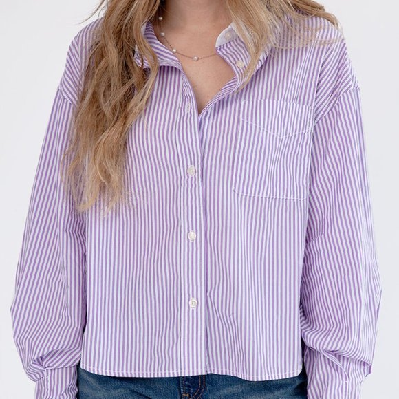 DENIMIST Mayfield Shirt in Purple Candy Stripe - Picture 1 of 6